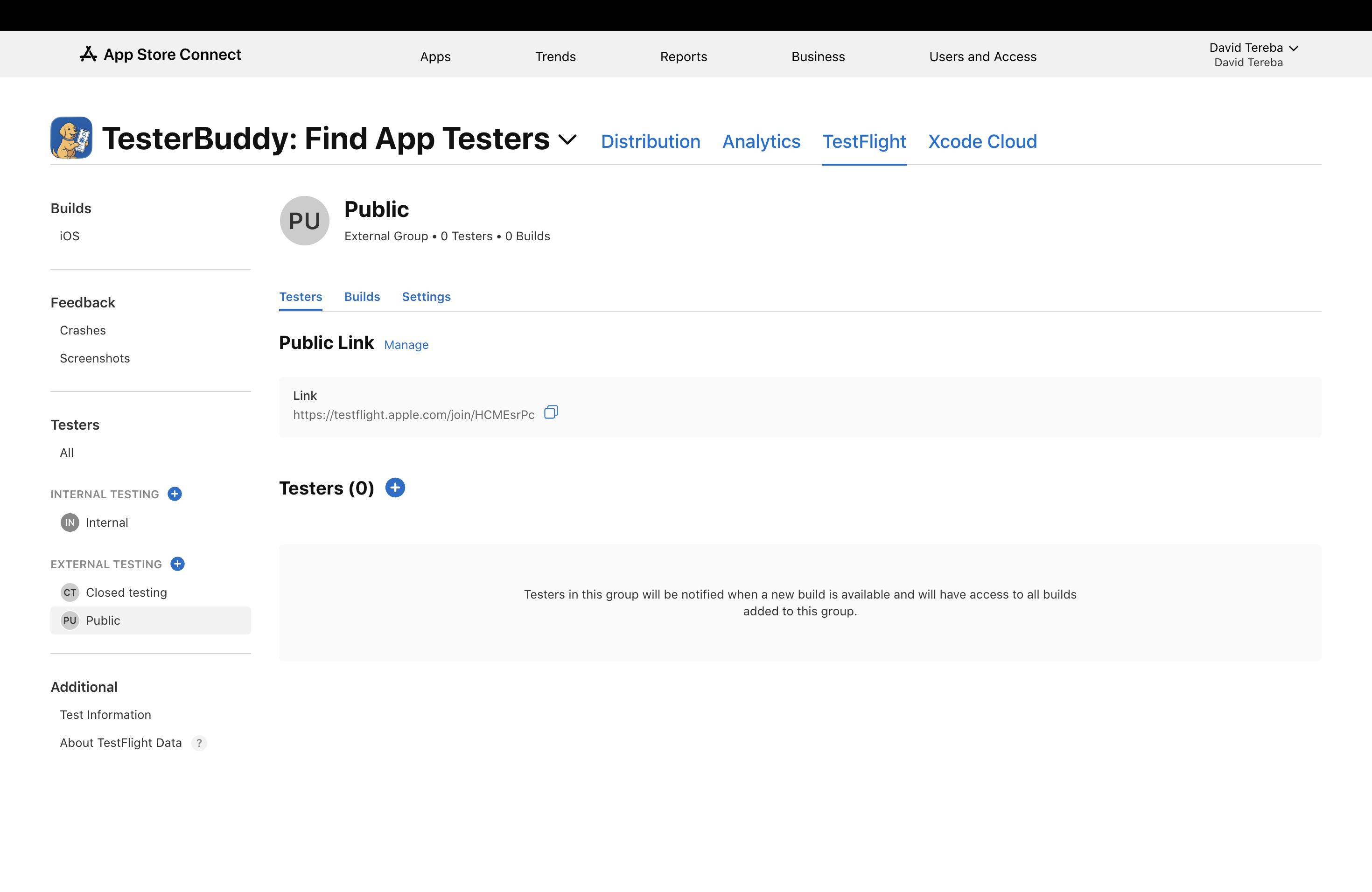 Step 7 in App Store Connect: getting the public link and checking details
