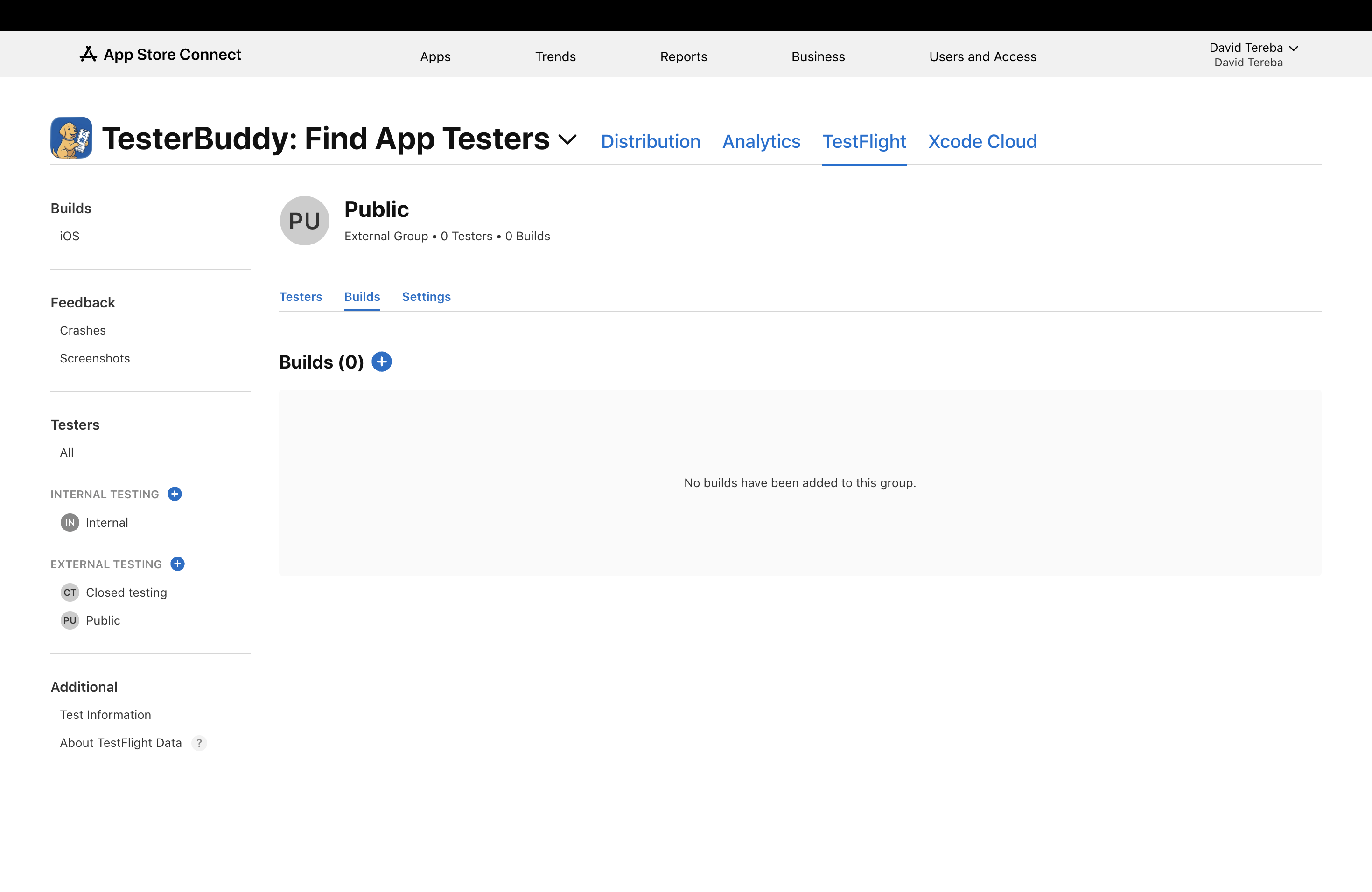 Step 8 in App Store Connect: opening the builds tab